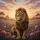 Majestic Golden-Mane Lion Wildflower Meadow Sunset - Wildlife Lover Gift Spare Tire Cover - 6