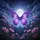 Iridescent Purple Butterfly Cosmos Flowers Luminous Full Moon Forest - Wildlife Lover Gift Spare Tire Cover - 6