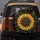 Golden Yellow Sunflower Indigo Black Seed Filigree Vines - Everyday Vehicle Decor Gift Spare Tire Cover - 5