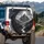 Grayscale Mountain Peaks River Forest Full Moon - Wilderness Outdoor Nature Lover Gift Spare Tire Cover - 3