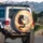 Interlocked Black White Horses Flowing Manes & Tails Golden Amber Glow - Equestrian Lover Gift Spare Tire Cover - 3