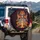 Day of the Dead Skeleton Sugar Skull Marigold Crown Lit Candles - Dia de los Muertos Celebration Spare Tire Cover - 3