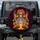 Day of the Dead Skeleton Sugar Skull Marigold Crown Lit Candles - Dia de los Muertos Celebration Spare Tire Cover - 1