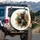 Three Upward Looking Black Cats Geometric Blocks - Cat Lover Outdoor Vehicle Decor Spare Tire Cover - 3