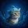 Fluffy Grey & White Tabby Cat Green Eyes Shark Hat - Cat Lover Gift Spare Tire Cover - 6
