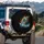 Leaping Great White Shark Stormy Deep Ocean Fiery Energy Bursts - Wildlife Lover Gift Spare Tire Cover - 3
