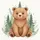 Soft Brown Bear Forest Pine Trees Leafy Sprigs - Wildlife Lover Gift for Kids Spare Tire Cover - 6