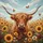 Highland Cow Wildflower Meadow - Wildlife Lover Gift for Cow Lover Spare Tire Cover - 6