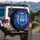 Ornate Golden Wolf Purple Roses Celestial Night - Fantasy Lover Gift Spare Tire Cover - 3