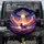 Purple-spotted Cow Flying Saucer Abduction - Cosmic Farmhouse Decor for Space Enthusiast Spare Tire Cover - 1