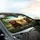 Happy Labrador Dogs Steering Wheel Sun-Drenched Landscape Road Trip - Dog Lover Gift Car Sunshade - 6
