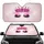 Glittery Pink Crown Black Eyelashes Magenta Silver Stardust - Luxury Style Gift for Women Car Sunshade - 1
