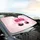 Glittery Pink Crown Black Eyelashes Magenta Silver Stardust - Luxury Style Gift for Women Car Sunshade - 6