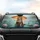 Tabby Cat Orange Umbrella Pink Lotus Lily Pad Serene Water - Road Trip Gift for Cat Lover Car Sunshade - 4