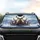 Stag Deer American Flag Steering Wheel Snowflakes Winter Mountain - Wildlife Lover Gift Car Sunshade - 4