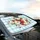 Ladybugs Blooming Daisies Leaves Tendrils Gingham Check Field - Wildlife Lover Gift Car Sunshade - 6