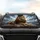 Realistic Tabby Ginger Tuxedo Cats Walking Wooded Trail - Wildlife Lover Gift Car Sunshade - 4