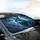 Majestic Electric Cyan Wolf Heterochromatic Eyes Stormy Lightning - Wildlife Lover Gift Car Sunshade - 6