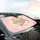 Iridescent Ribbon Rainbows Ribbon Flowers Puffy Clouds Glitter - Everyday Vehicle Decor Gift Car Sunshade - 6