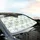Elegant Watercolor Blue Floral Sprigs Blossoms Leaves Ribbons Polka Dot Scalloped Car Sunshade - 6
