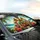 Smiling Man Driving Squirrels Tropical Beach Ocean - Road Trip Gift Car Sunshade - 6
