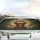 Orange Cat Spiky Fur Long Tongue Glowing Eyes Beige Jacket - Cat Lover Gift Car Sunshade - 5