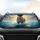 Powerful Bengal Tiger Blue Eyes Turbulent Water Golden Sky - Wildlife Lover Gift Car Sunshade - 4
