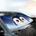 Penguin Face Expressive Black Eyes Orange Beak Snow Arctic Night - Winter Decor Gift Car Sunshade - 6