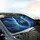 Majestic Wolf Blue Gold Eyes Tumultuous Storm Lightning - Wildlife Lover Gift Car Sunshade - 6