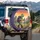 Green Turtle Hiking Mountain Path Sunset Sky - Outdoor Adventure Gift Spare Tire Cover - 3