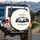 Vintage Camper Trailer Pine Mountain Stars Welcome Happy Place - Outdoor Lifestyle Gift Spare Tire Cover - 3