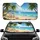 Tropical Beach Palm Trees Golden Sands Ocean Waters Umbrella Scene - Summer Road Trip Essentials Car Sunshade - 1