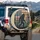 Bigfoot Silhouette Dark Pine Forest American Flag - Rustic American Heritage Gift Spare Tire Cover - 3