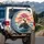Coastal Cherry Blossom Tree Ocean Waves Sunset Landscape Scenery - Outdoor Adventure Gift Spare Tire Cover - 3