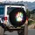 Bold White Bear Claw Paw Print Vibrant Rainbow Splatter Black Background - Wildlife Lover Gift Spare Tire Cover - 3