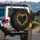 Deep Black Heart Sparkling Golden Bokeh Lights - Romantic Luminous Gift for Her Spare Tire Cover - 3