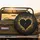 Deep Black Heart Sparkling Golden Bokeh Lights - Romantic Luminous Gift for Her Spare Tire Cover - 2