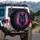 Black Wolf Piercing Eyes Neon Splatter Nocturnal Forest - Wildlife Lover Gift Spare Tire Cover - 3