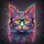 Cat Oversized Glasses Expressive Eyes Radiating Energy Lines - Cat Lover Auto Decor Spare Tire Cover - 6