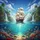 Tropical Island Sailing Ship Underwater Reef Ocean Seascape - Coastal Lifestyle Spare Tire Cover - 6