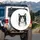 Curious Black White Tuxedo Cat Luminous Green Eyes White Whiskers White Muzzle - Cat Lover Gift Spare Tire Cover - 3