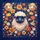 Fluffy White Sheep Rosy Cheeks Yellow Sheep Floral Vines Royal Blue - Animal Lover Gift Spare Tire Cover - 6