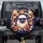 Fluffy White Sheep Rosy Cheeks Yellow Sheep Floral Vines Royal Blue - Animal Lover Gift Spare Tire Cover - 1