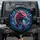 Powerful Majestic Dragon Head Fiery Teal Crystal Shards - Fantasy Lover Gift Spare Tire Cover - 1