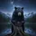 Majestic Realistic Black Bear Gnarled Log Forest Lake Mountain - Starry Night Gift Spare Tire Cover - 6