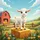 Fluffy Baby Goat Red Barn Hay Bale - Farmhouse Decor Gift for Goat Lover Spare Tire Cover - 6