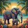 Elephant Floral Bohemian Tropical Beach Sunset - Wildlife Lover Gift Spare Tire Cover - 6