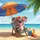 Koala Pink Sunglasses Tropical Beach Scene - Summer Vacation Decor for Beach Lovers Spare Tire Cover - 6