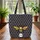 Bee with Spread Wings Honeycomb Your Name Medallion Market Day Gift Quilted Tote Bag - 3