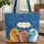 Three Cartoon Horses Floral Vines - Children's Everyday Carry Gift Quilted Tote Bag - 1
